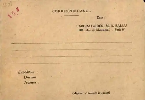 Ak Paris VIII, Laboratoires M. R. Ballu, Idrianol