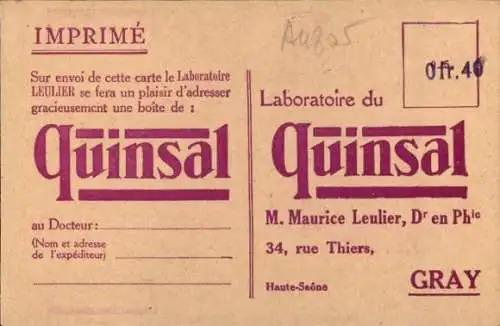 Ak Gray Haute Saône, Laboratoire du Quinsal, Maurice Leulier