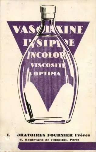 Ak Vasolaxine, Laboratoires Fournier Frères, Boulevard de l'Hôpital, Paris