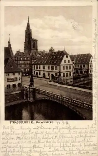 Ak Strasbourg Straßburg Elsass Bas Rhin, Rabenbrücke