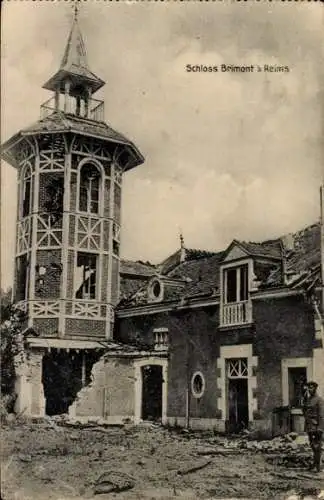 Ak Reims Marne, zerstörtes Schloss Brimont