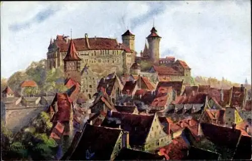 Künstler Ak Sollmann, Nürnberg Mittelfranken, Burg von Süden