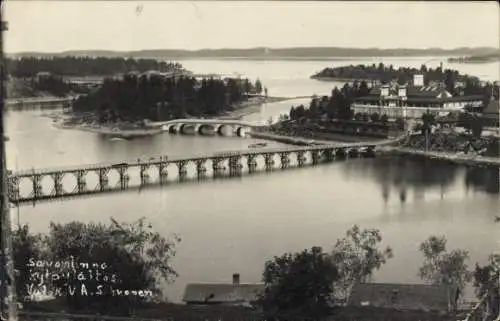 Ak Savonlinna Finnland, Gesamtansicht, Brücke