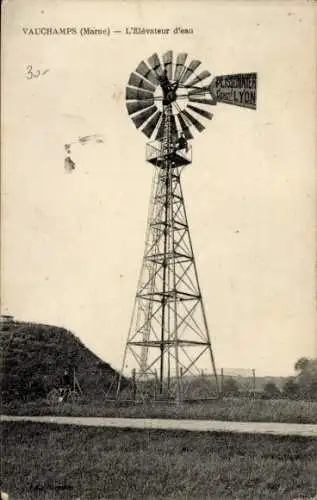 Ak Vauchamps Marne, L'Elevateur d'eau