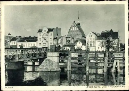 Ak Elbląg Elbing Westpreußen, Legebrücke, Marienkirche