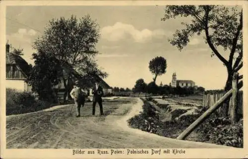 Ak Russisch-Polen, Polnisches Dorf, Kirche