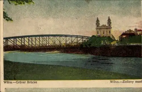 Ak Vilnius Wilna Litauen, Grüner Brücke