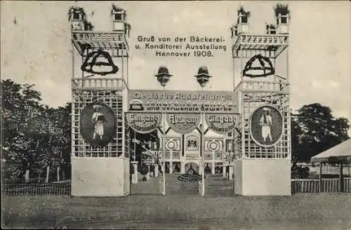 Ak Hannover, Bäckerei- und Konditorei-Ausstellung 1908, Eingangstor