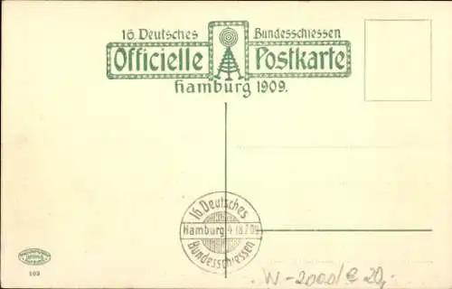 Künstler Ak Hamburg, 16. Deutsches Bundesschießen 1909, Festhalle