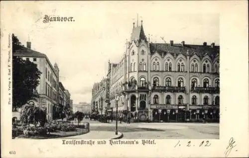 Ak Hannover in Niedersachsen, Louisenstraße und Hartmann's Hotel