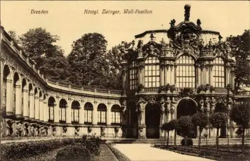 Ak Dresden Altstadt, Königlicher Zwinger, Wall-Pavillon