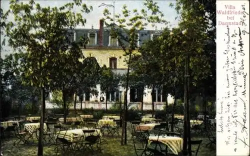 Ak Darmstadt in Hessen, Villa Waldfrieden, Terrasse