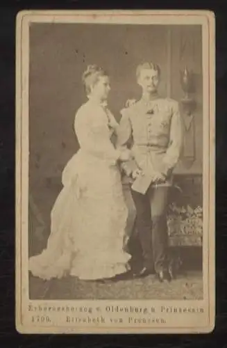 CdV Portrait Erzgroßherzog Friedrich II. v. Oldenburg mit Gemahlin Elisabeth Anna, geb. v. Preußen