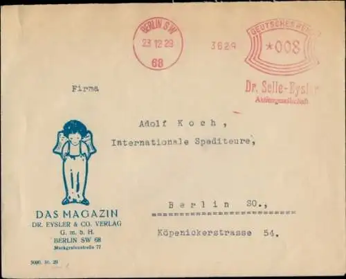 Briefumschlag Dr. Selle-Eysler AG, Das Magazin, Dr. Eysler & Co. Verlag