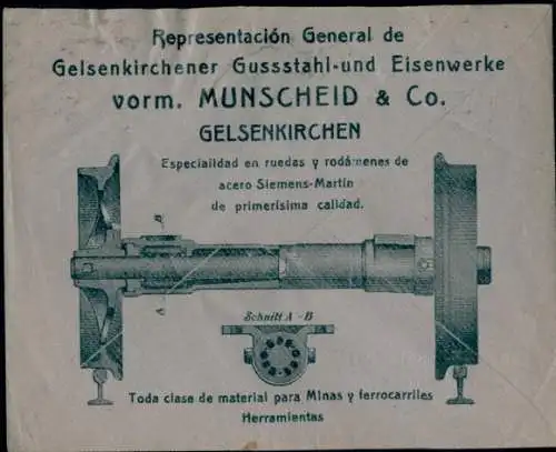 Briefumschlag Reklame Fabrik Alfredo Selbach, Siemens Martin Stahl, Madrid, Bailén 33