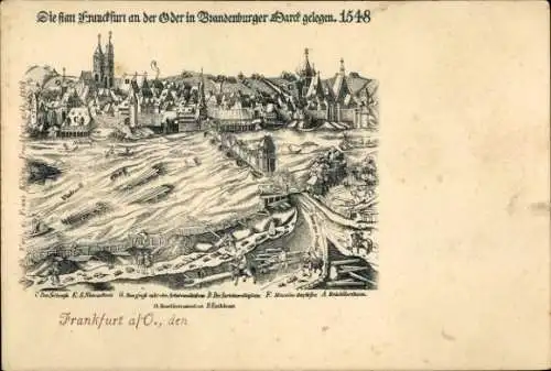 Künstler Ak Frankfurt an der Oder, Ansicht im Jahr 1548