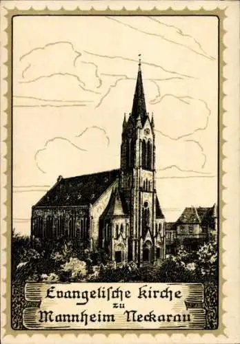 Ak Neckarau Mannheim in Baden, Evangelische Kirche