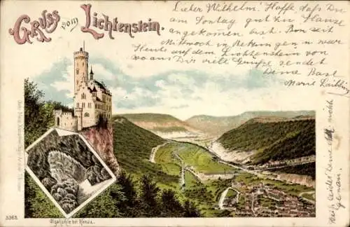 Litho Honau Lichtenstein in Württemberg, Schloss Lichtenstein