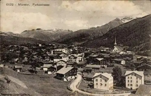 Ak Münster Kanton Wallis, Furkastraße, Gesamtansicht