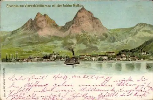 Litho Brunnen Kt Schwyz, Vierwaldstättersee, Mythen