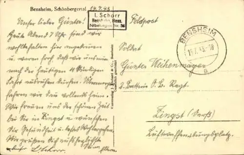 Ak Bensheim an der Bergstraße Hessen, Gesamtansicht, Schönbergertal