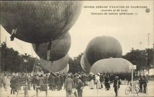 Ak Flugwoche der Champagne, Ballon-Wettkampf, Zuschauer