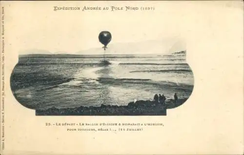 Ak Expedition von Andrée zum Nordpol 1897, Abfahrt, Ballon