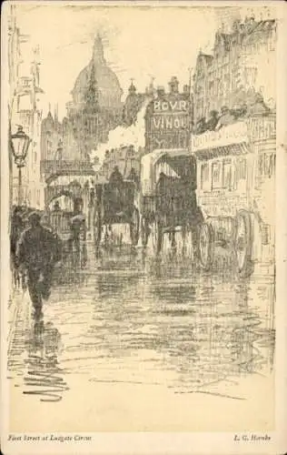 Künstler Ak Hornby, L. G., London City England, Fleet Street, Ludgate Circus