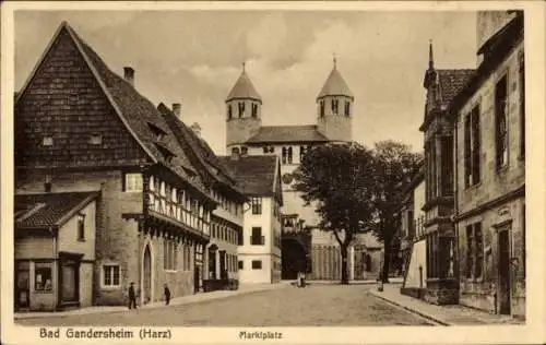 Ak Bad Gandersheim am Harz, Marktplatz, Kirche