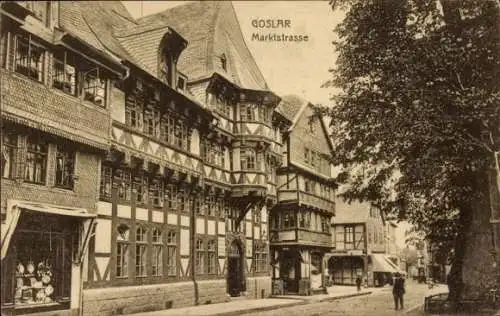 Ak Goslar am Harz, Marktstraße, Fachwerkhäuser