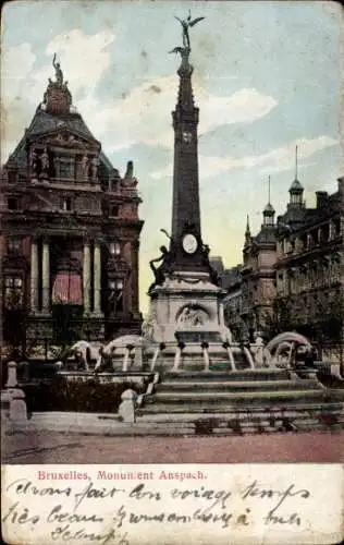 Ak Bruxelles Brüssel, Monument Anspach