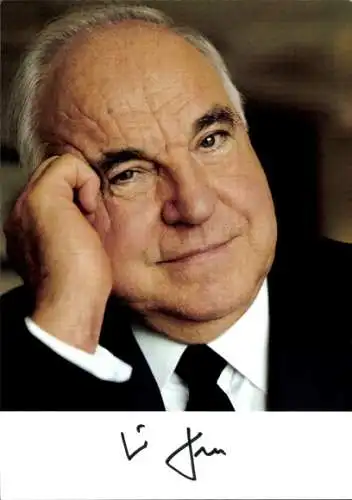 Ak Politiker Helmut Kohl, Bundeskanzler, Portrait, Autogramm