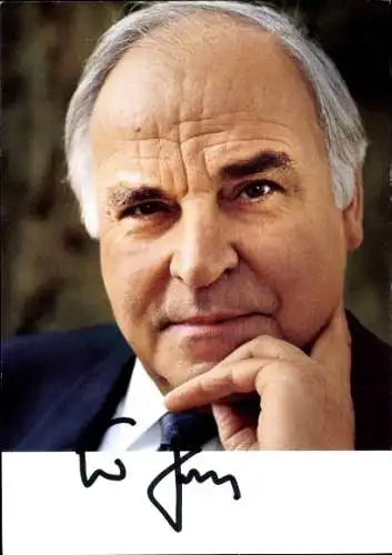 Ak Politiker Helmut Kohl, Ehemaliger Bundeskanzler, Portrait, Autogramm