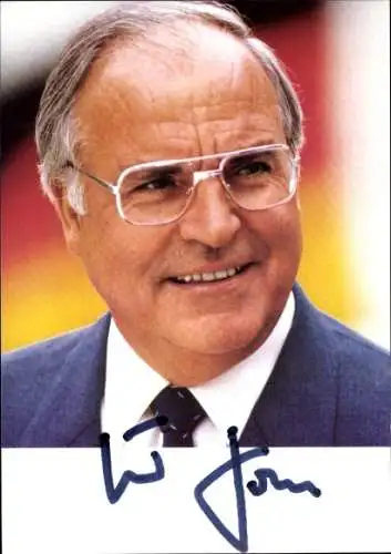 Ak Politiker Helmut Kohl, Ehemaliger Bundeskanzler, Portrait, Autogramm