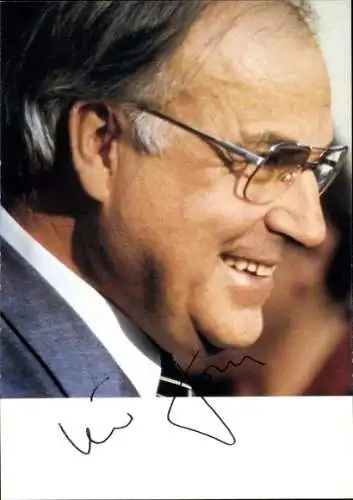 Ak Politiker Helmut Kohl, Ehemaliger Bundeskanzler, Portrait, Profilansicht, Autogramm