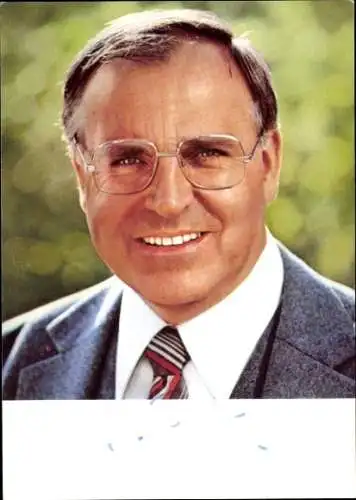 Ak Politiker Helmut Kohl, Bundeskanzler, Portrait, Autogramm