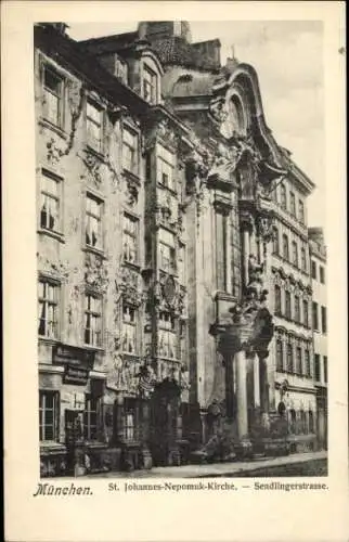 Ak München, St. Johannes-Nepomuk-Kirche, Sendlingerstraße