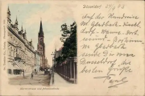 Ak Düsseldorf am Rhein, Blumenstraße, Johanneskirche