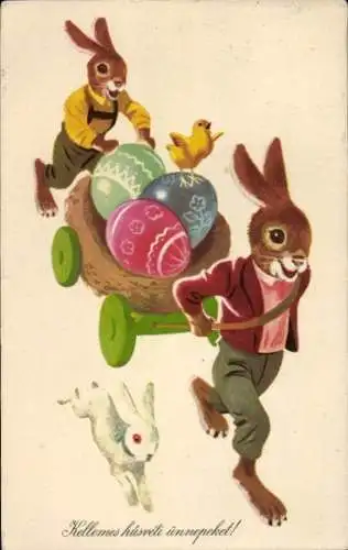 Ak Glückwunsch Ostern, Osterhasen, Ostereier