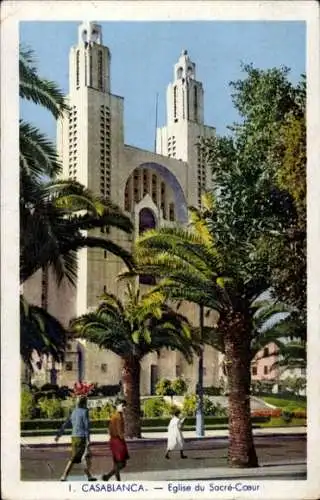 Ak Casablanca, Marokko, Kirche Sacre Coeur