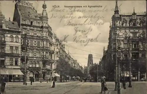 Ak Köln am Rhein, Neusserstraße, Agneskirche, Apotheke