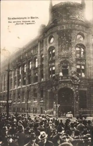 Ak Berlin Mitte, Zerstörtes Gebäude, Berliner Tagblatt, 1919