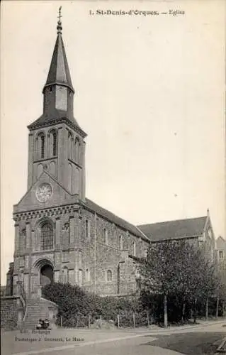 Ak Saint Denis d'Orques Sarthe, Kirche