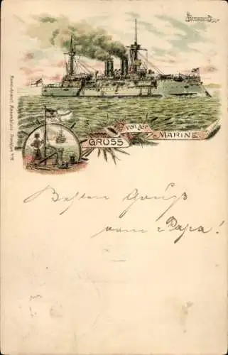 Litho Deutsches Kriegsschiff, Kaiserliche Marine