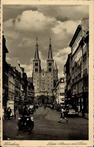 Ak Würzburg am Main Unterfranken, Domstraße, Dom