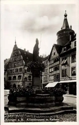 Ak Kitzingen in Mainfranken Bayern, Kiliansbrunnen, Rathaus