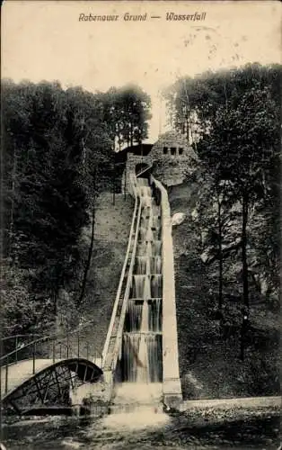 Ak Rabenau im Erzgebirge, Rabenauer Grund, Wasserfall