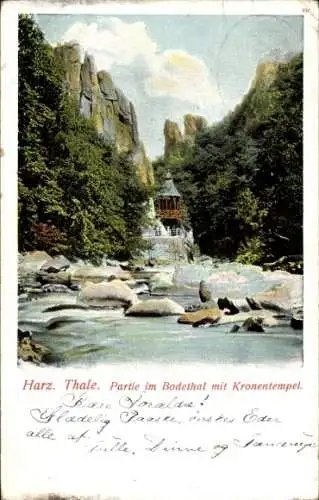 Ak Thale im Harz, Bodetal, Kronentempel