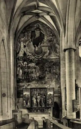 Ak Bad Wimpfen am Neckar, Gotteshaus, Innenansicht, Wandgemälde