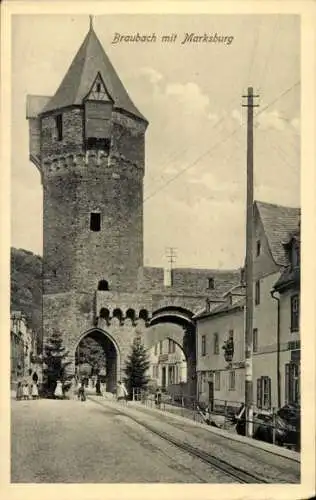 Ak Braubach am Rhein, Marksburg, Turm, Torbogen